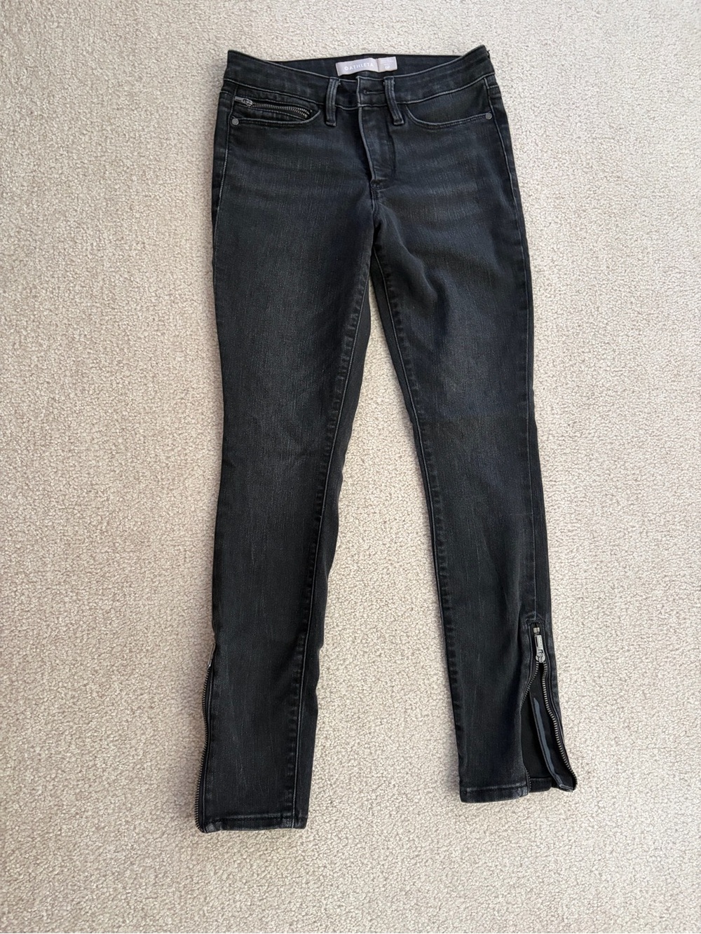 Athleta, Black Slim Zip-Hem Jeans. 0P